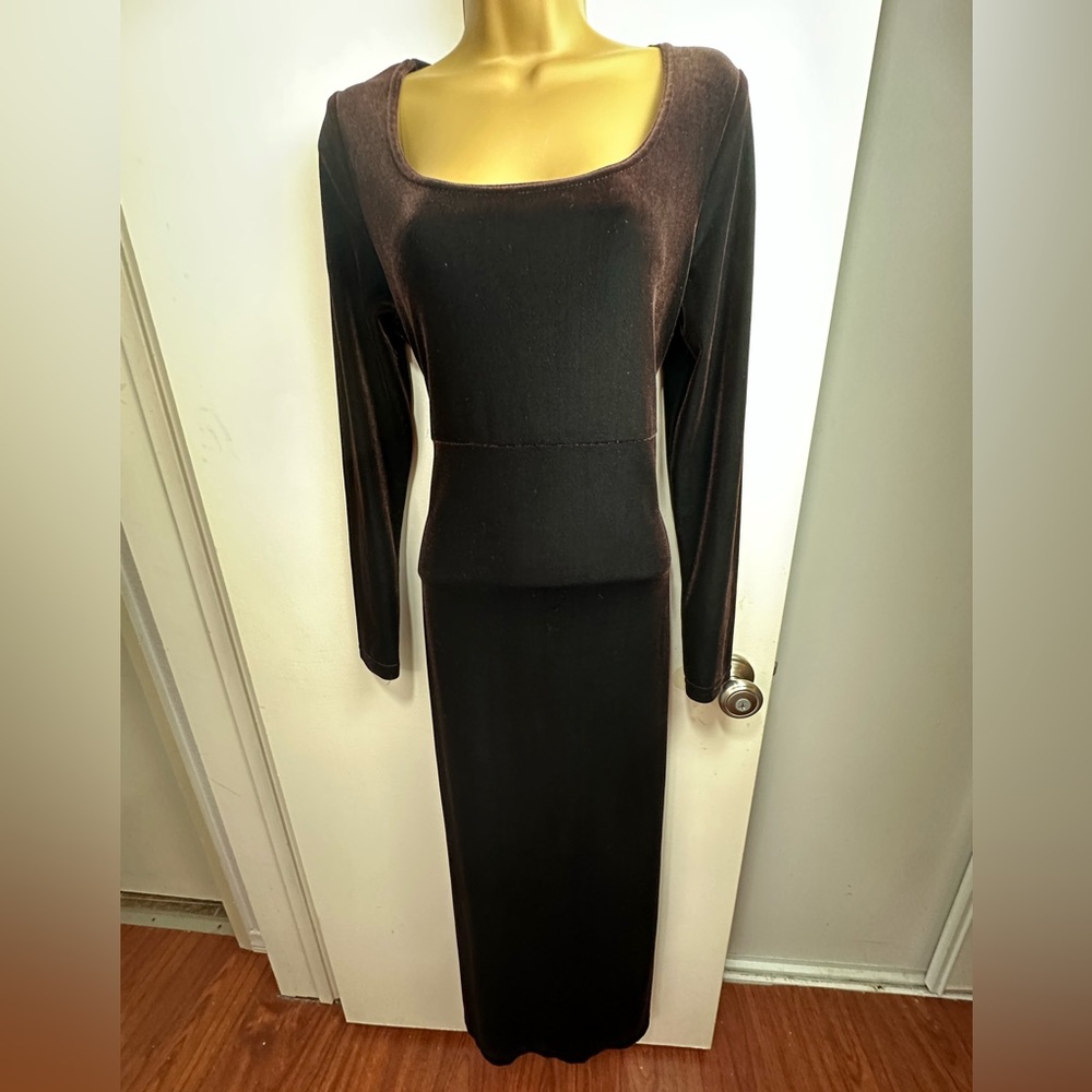 Maggy London Chocolate Brown 90’s/Y2K Velvet Whimsigoth Dark Romantic Dress M-L?